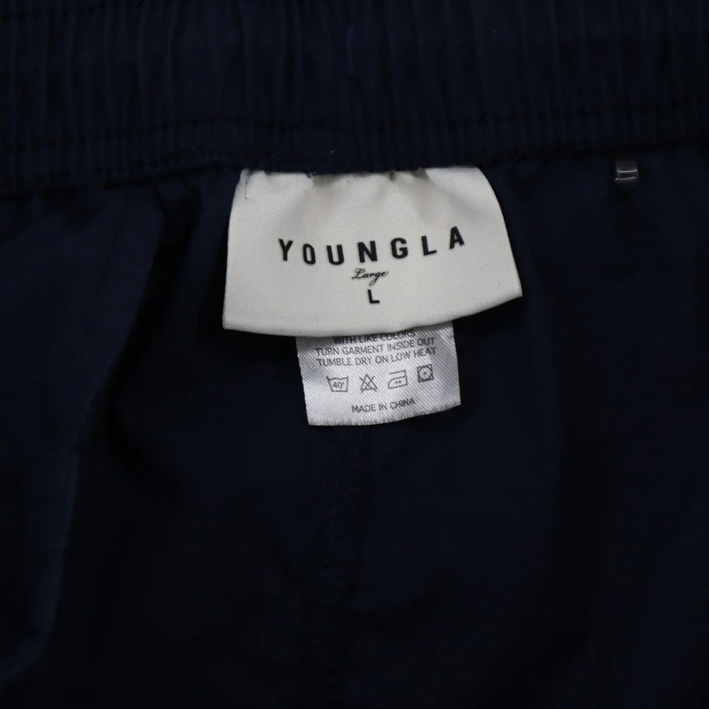 YoungLA Men's XL Dark Navy Blue Sweat Jogger Pant Cuff Ankle Tie Elastic Waist